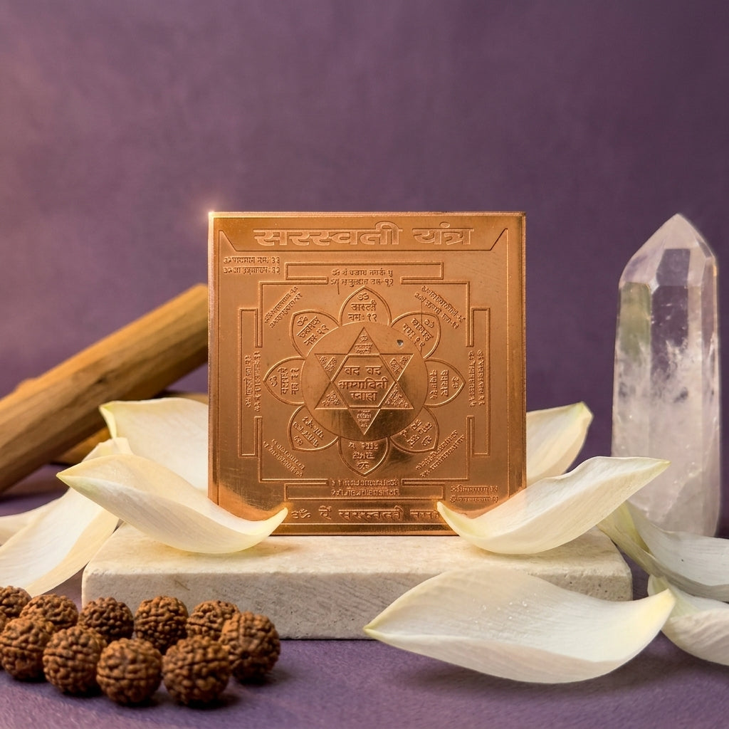 Saraswati Pocket Yantra - Laminated Copper (2 x 2 in)