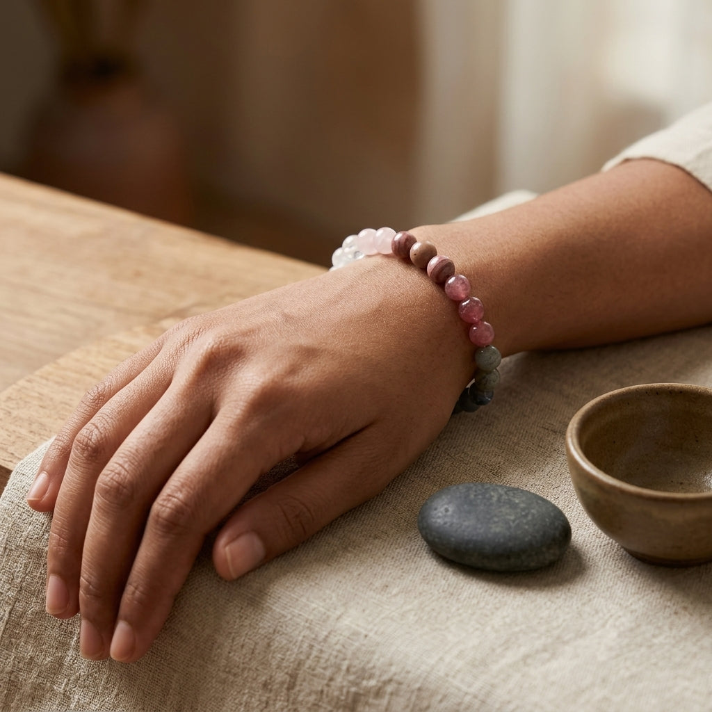 Self Love Bracelet – Rose Quartz, Moonstone & Labradorite