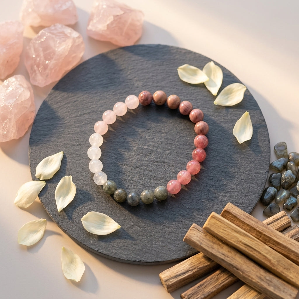 Self Love Bracelet – Rose Quartz, Moonstone & Labradorite