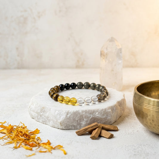 Road Opener Bracelet – Citrine, Hematite & Black Obsidian