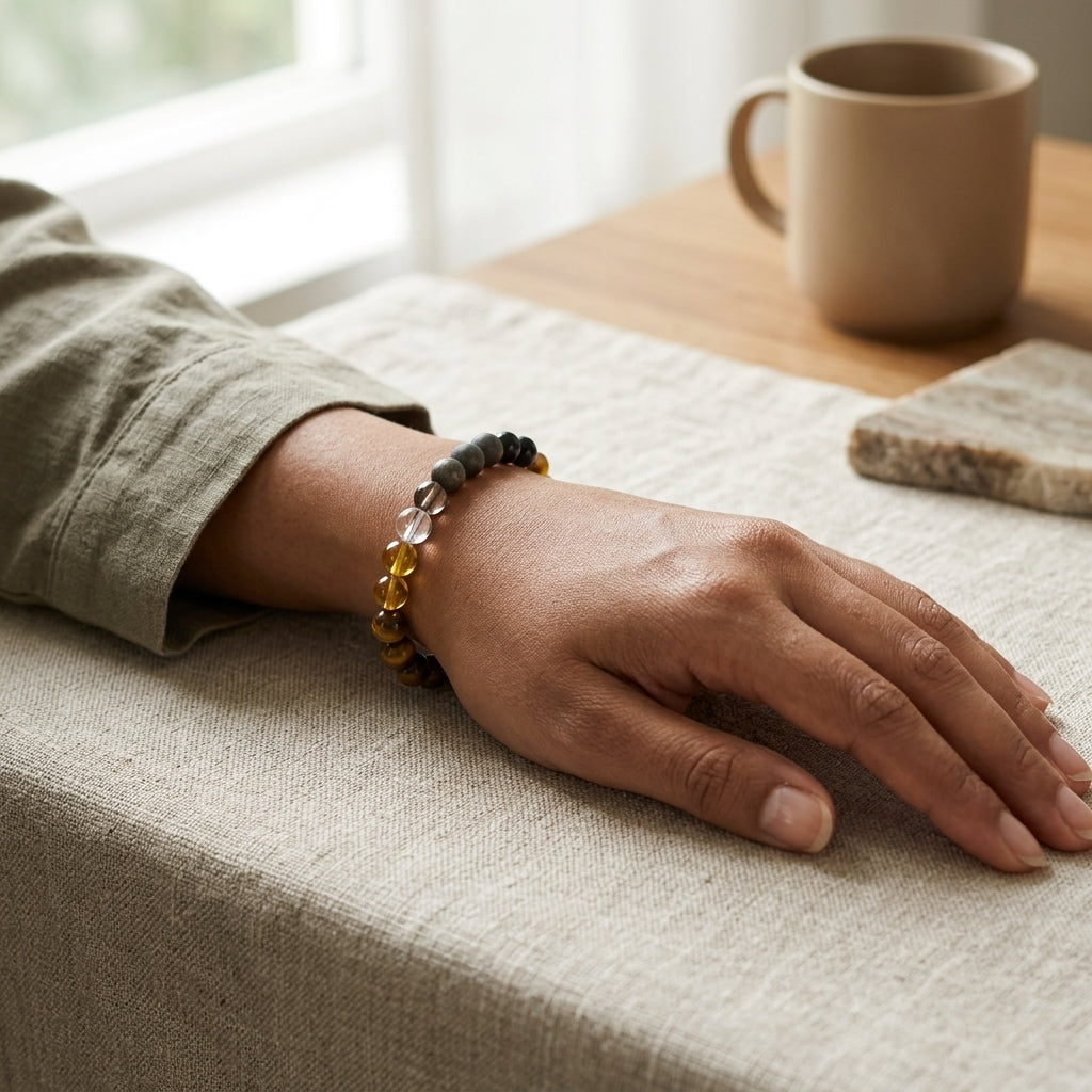 Road Opener Bracelet – Citrine, Hematite & Black Obsidian