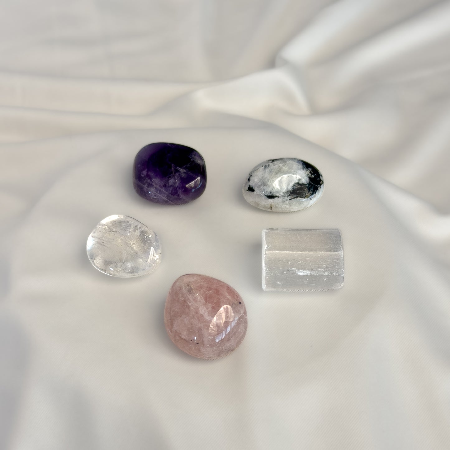 Cancer Zodiac Crystal Kit – Polished Tumble Stones for Emotional Healing & Calm