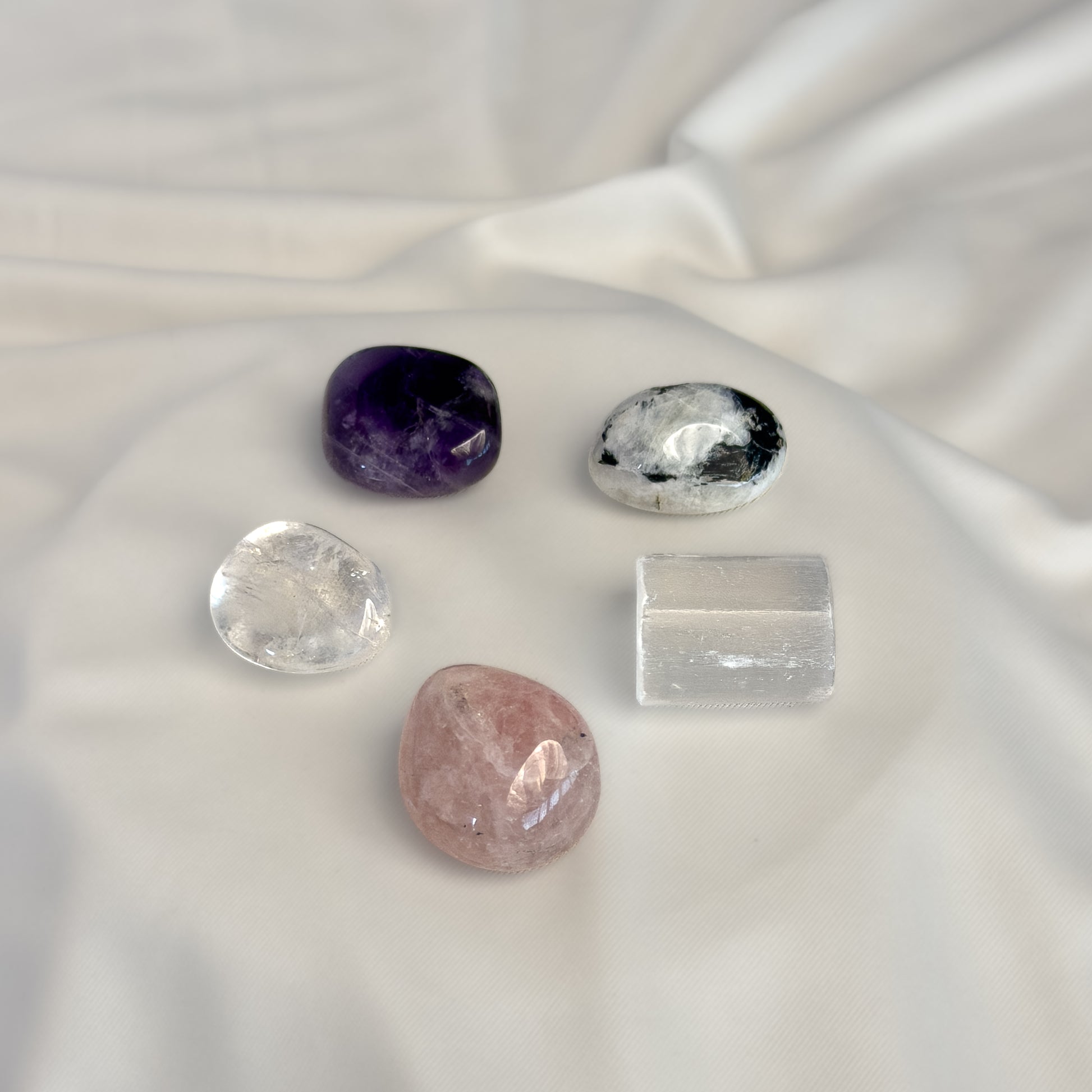 Cancer Zodiac Crystal Kit – Polished Tumble Stones for Emotional Healing & Calm