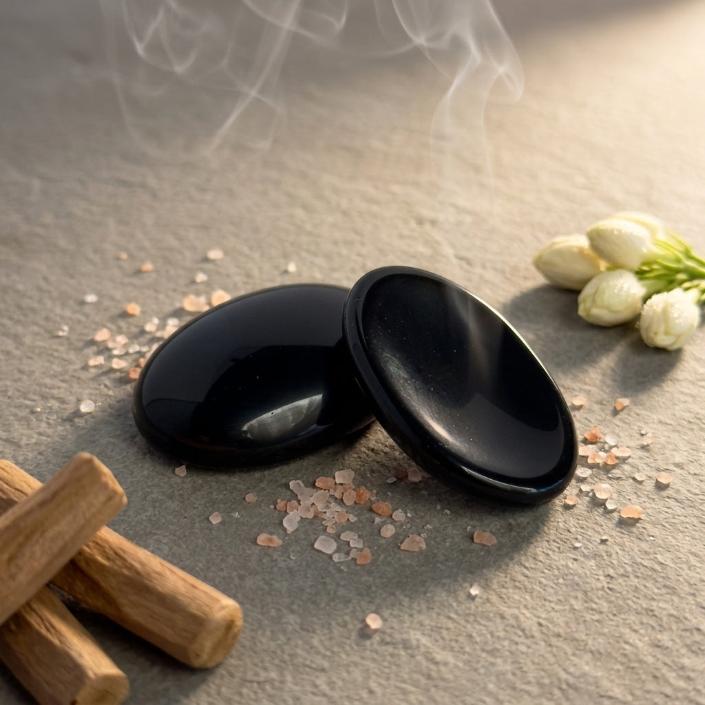 Black Obsidian Worry Stone for Protection & Grounding