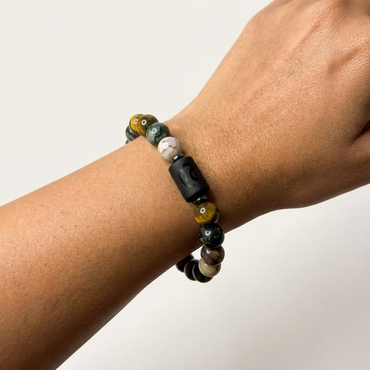 Cancer Zodiac Bracelet – Black Obsidian with Cancer Charm