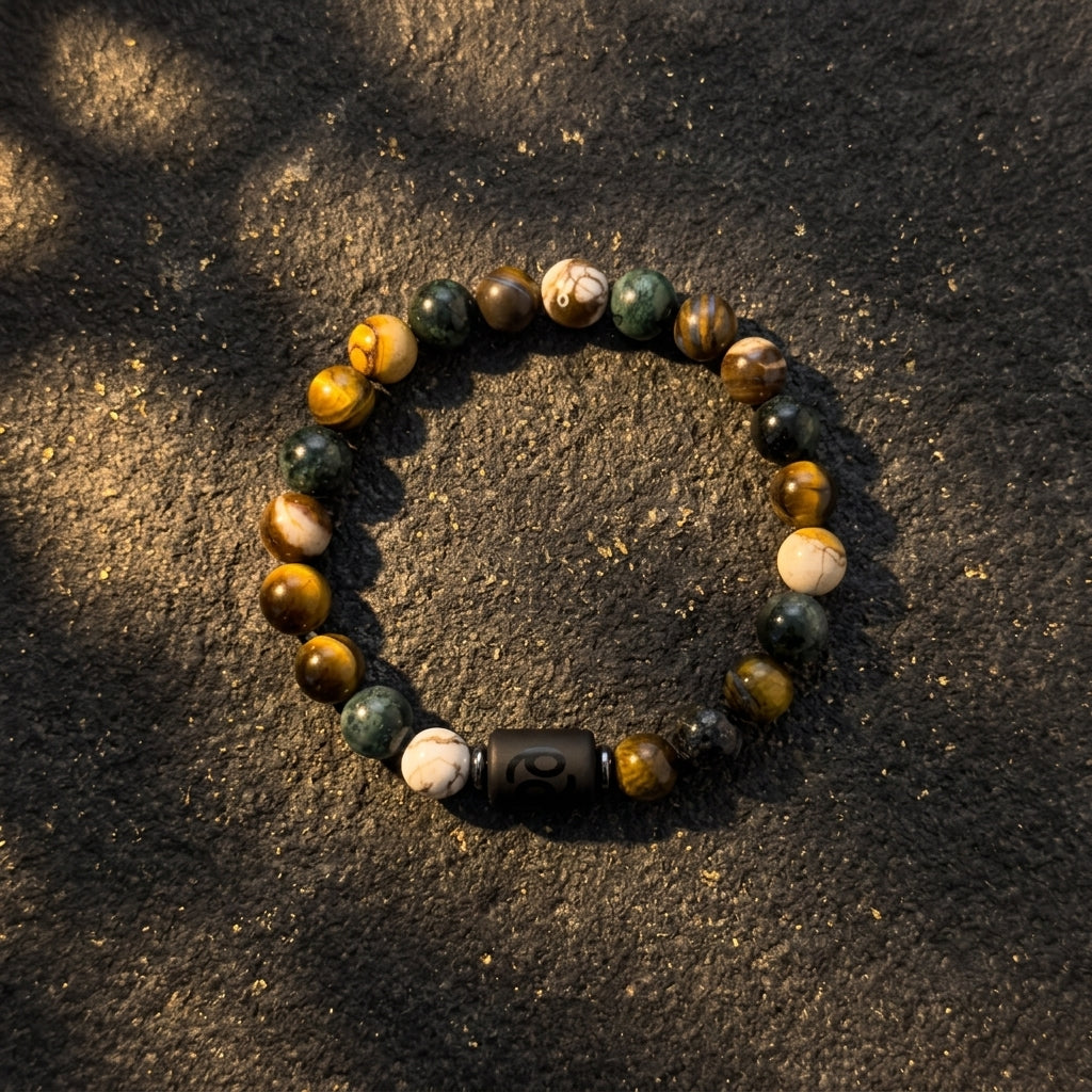 Cancer Zodiac Bracelet – Black Obsidian with Cancer Charm
