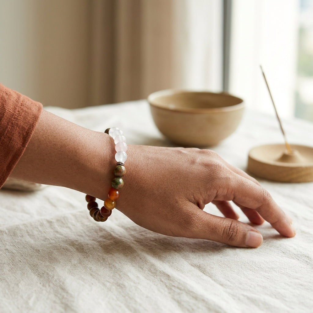 Fertility Support Bracelet – Moonstone, Carnelian & Rose Quartz