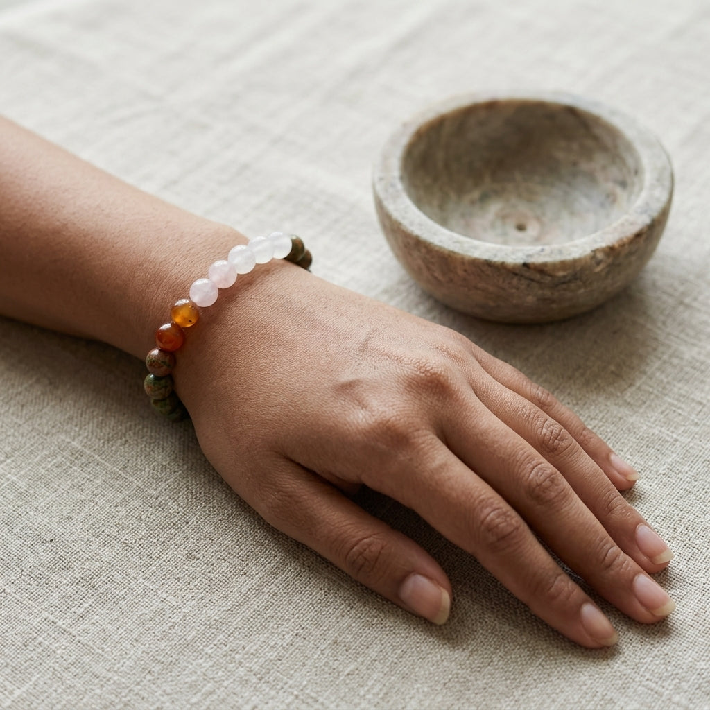 Fertility Support Bracelet – Moonstone, Carnelian & Rose Quartz