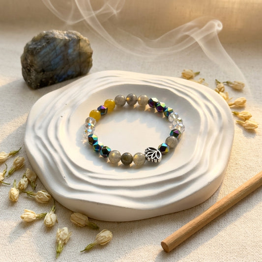 7 Chakra Lotus Bracelet – Faceted Crystal Beads (6mm)