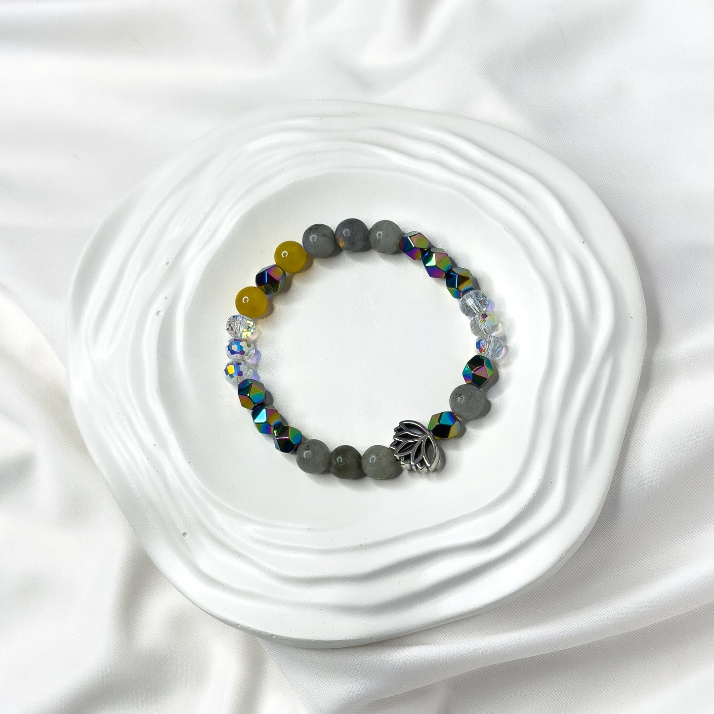 7 Chakra Lotus Bracelet – Faceted Crystal Beads (6mm)