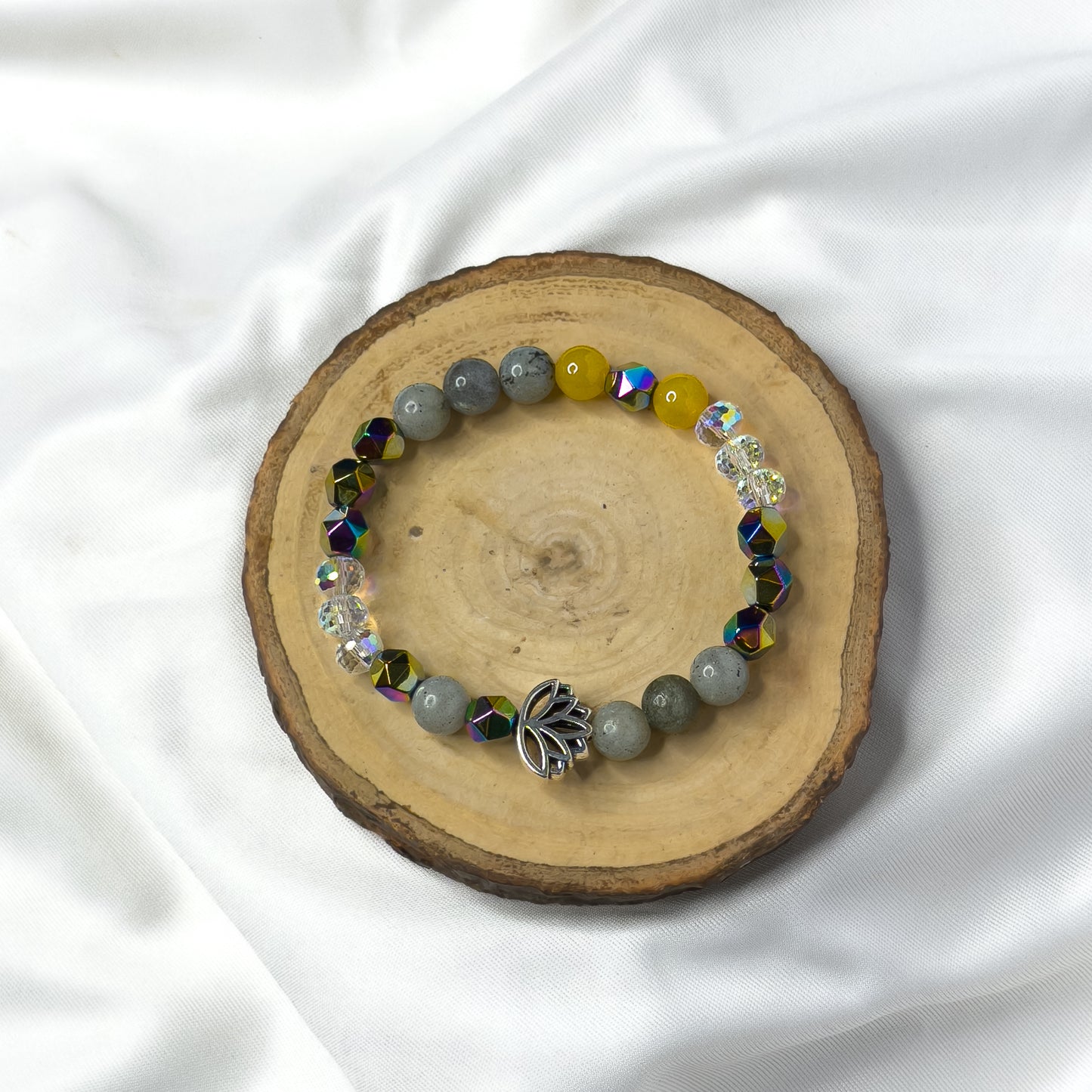 7 Chakra Lotus Bracelet – Faceted Crystal Beads (6mm)