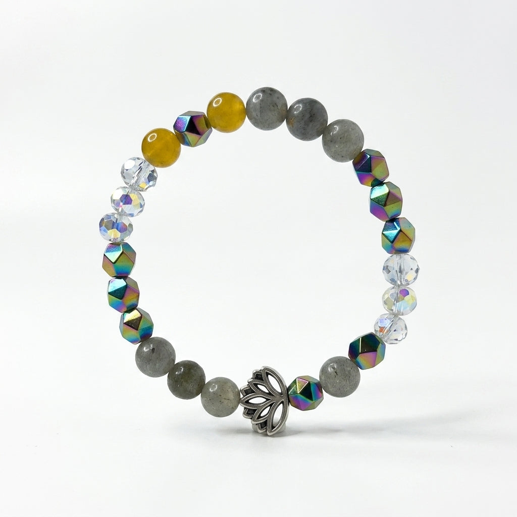 7 Chakra Lotus Bracelet – Faceted Crystal Beads (6mm)