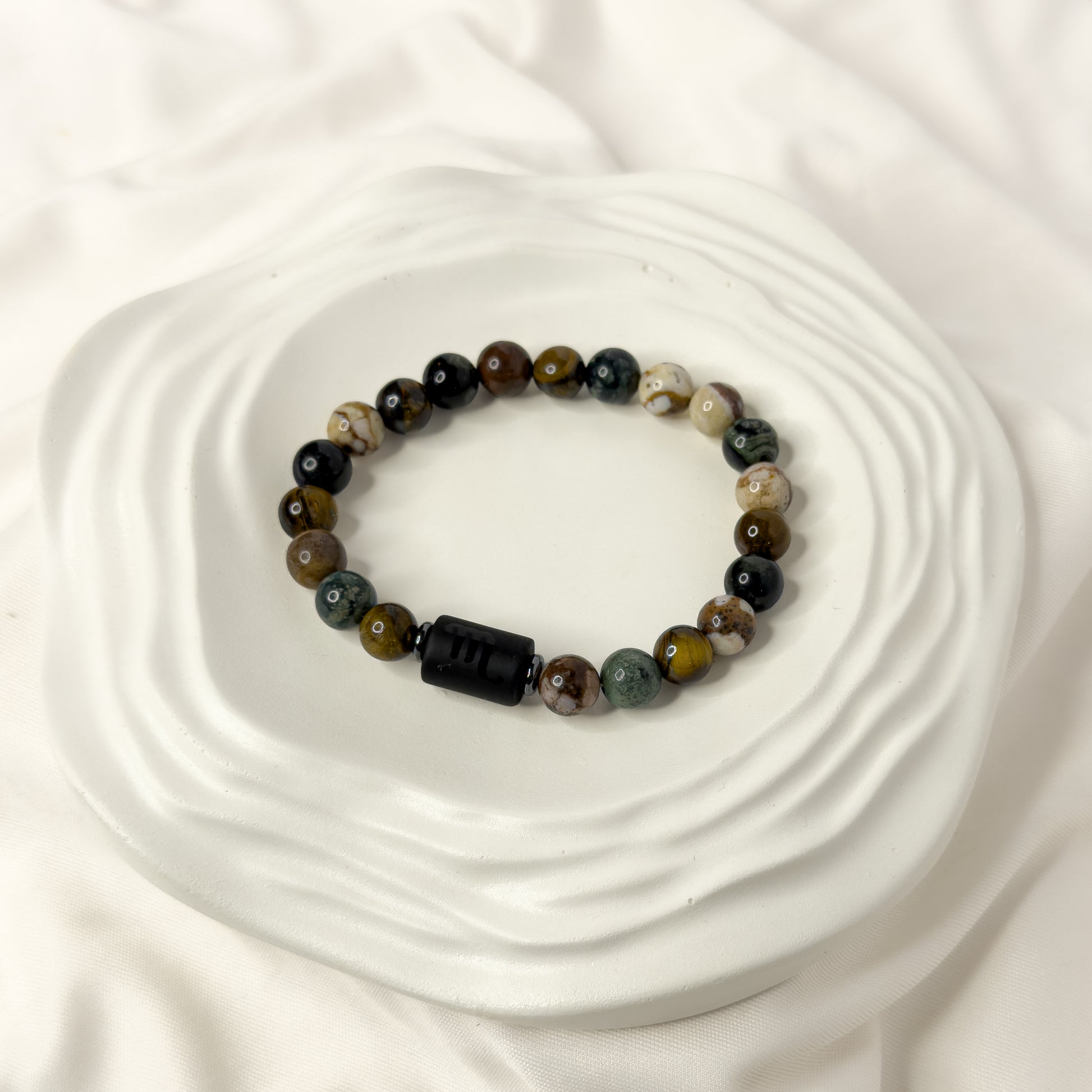 Scorpio Zodiac Bracelet – Black Obsidian with Scorpio Charm