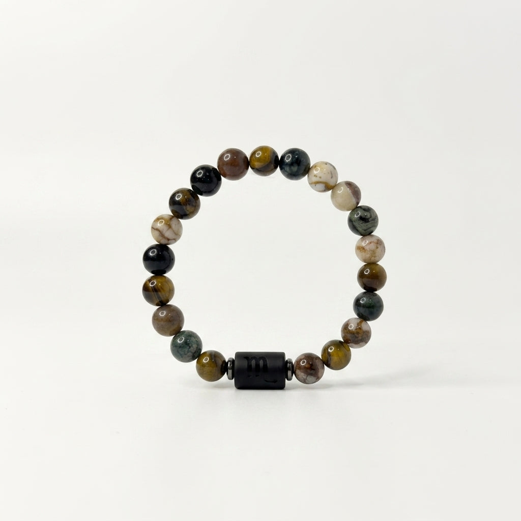 Scorpio Zodiac Bracelet – Black Obsidian with Scorpio Charm