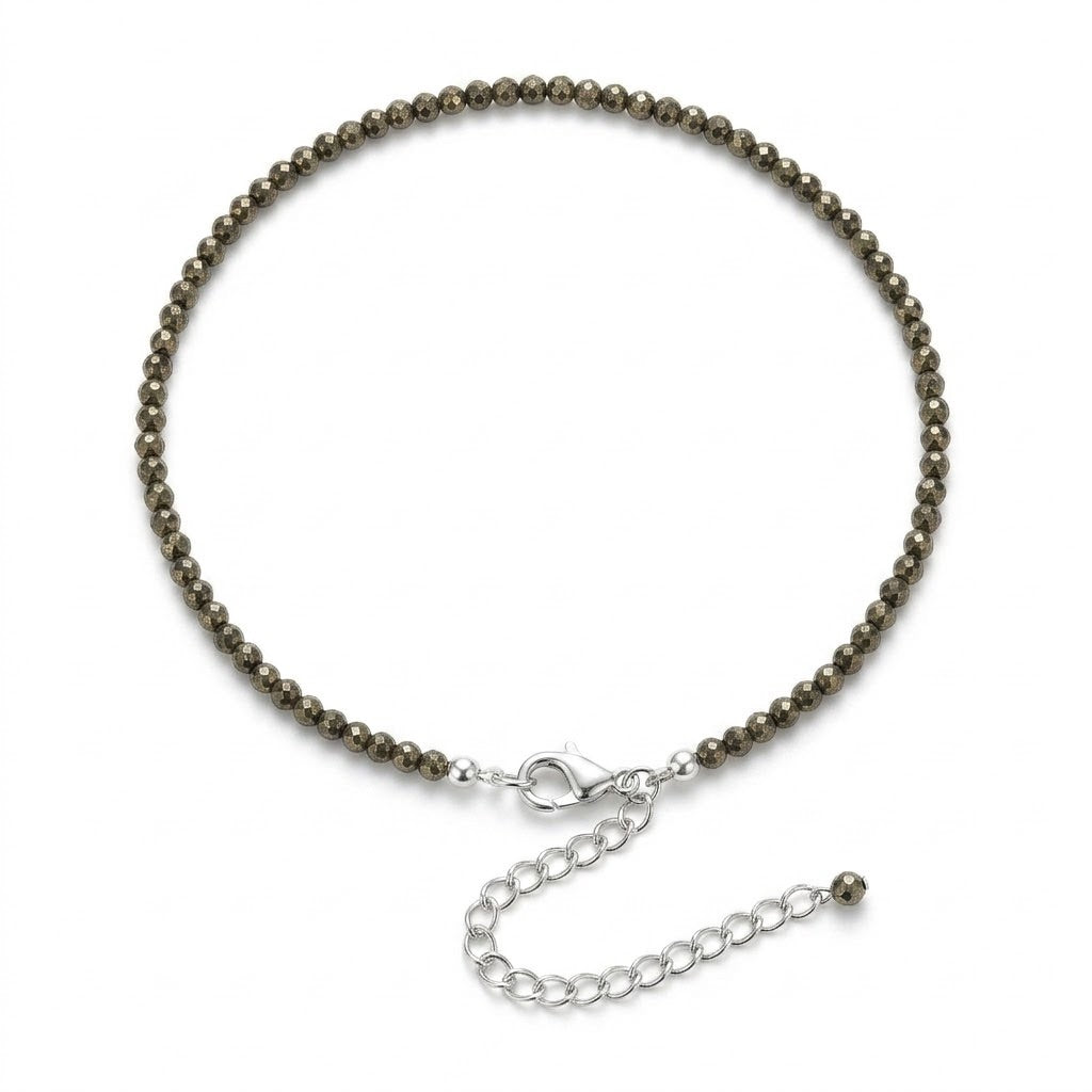 Pyrite Anklet – Golden Pyrite 8mm Beads, Adjustable
