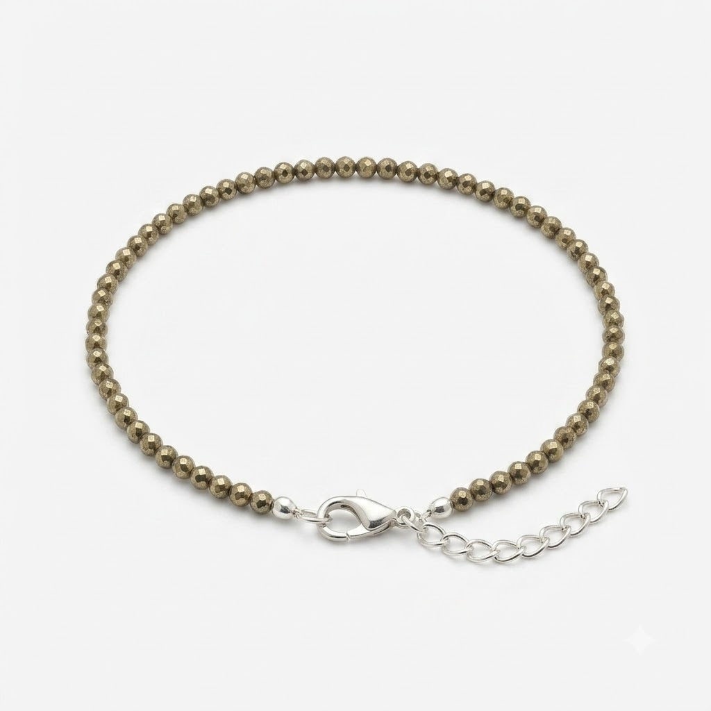 Pyrite Anklet – Golden Pyrite 8mm Beads, Adjustable