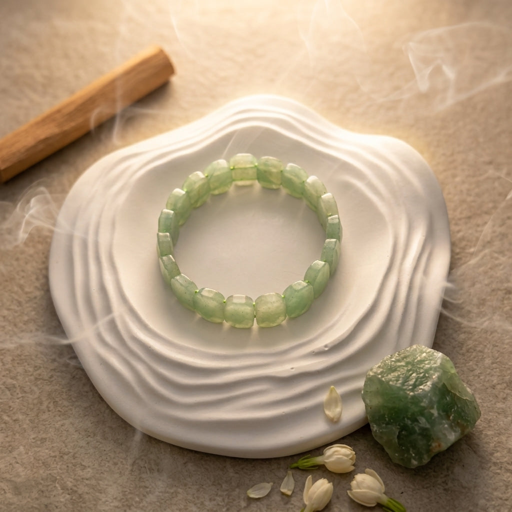 Green Aventurine Bracelet – Faceted Oval Beads for Luck & Money