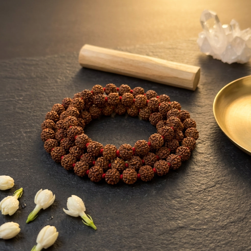 5 Mukhi Rudraksha Mala – 108+1 Beads (Small 5mm) | Java