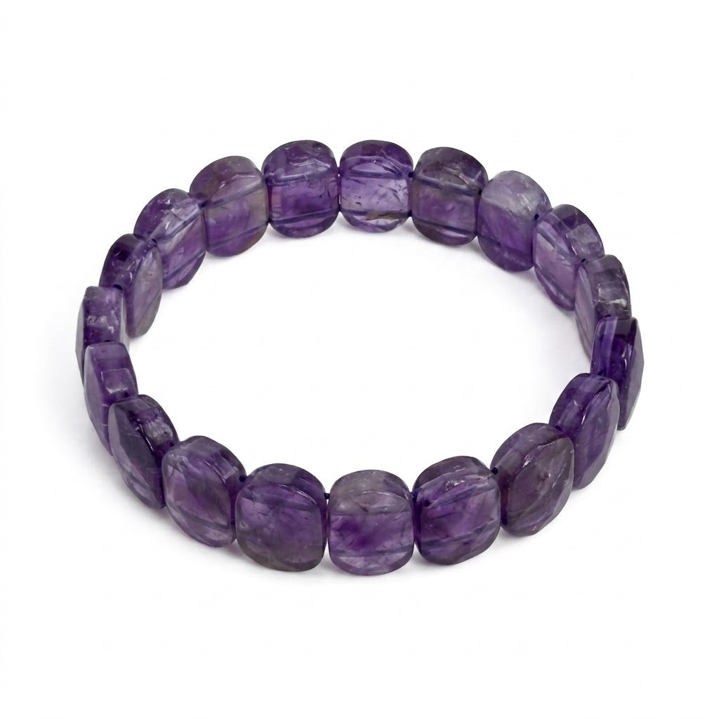 Amethyst Bracelet – Faceted Oval Beads for Calm & Peace