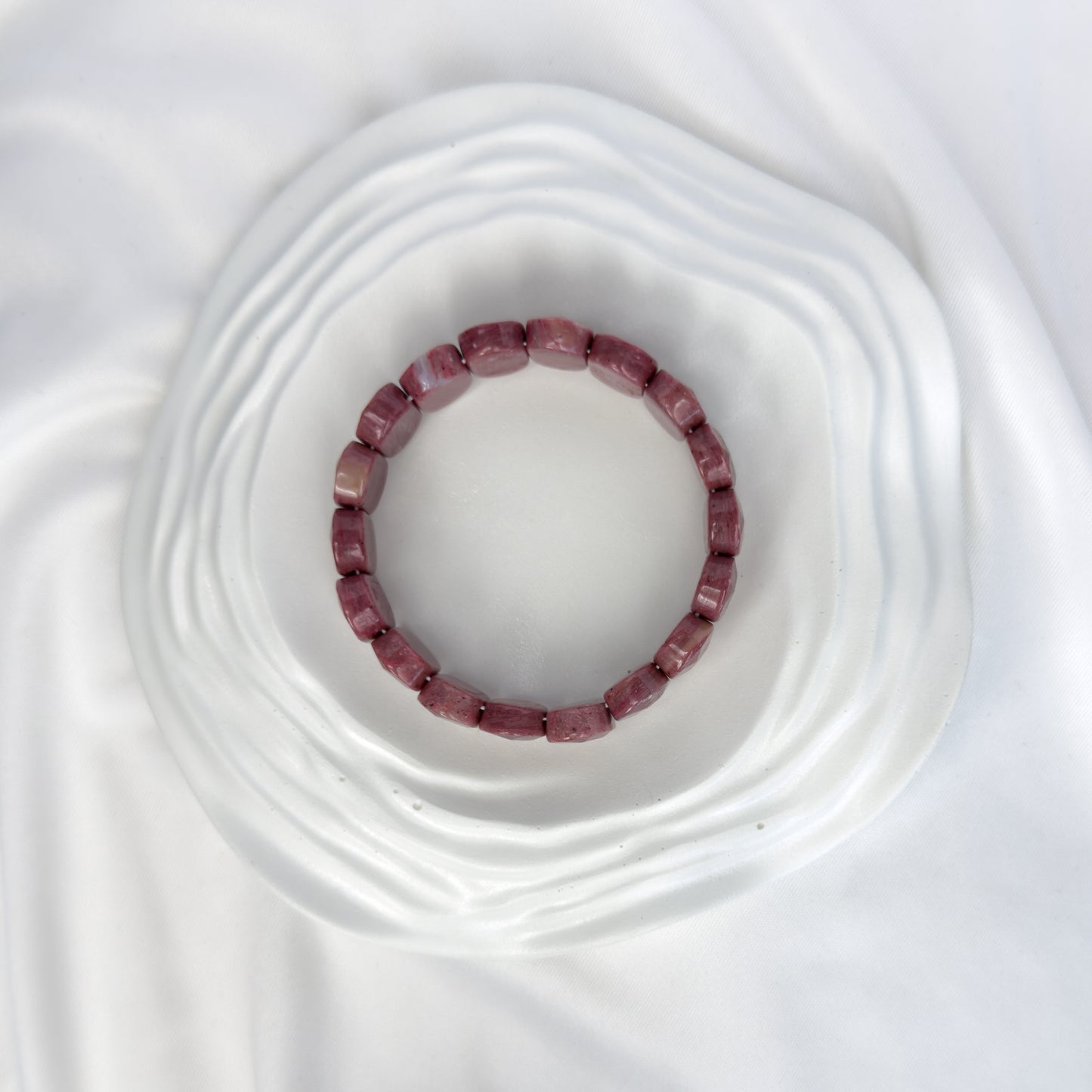Rhodonite Bracelet – Faceted Oval Beads for Emotional Balance