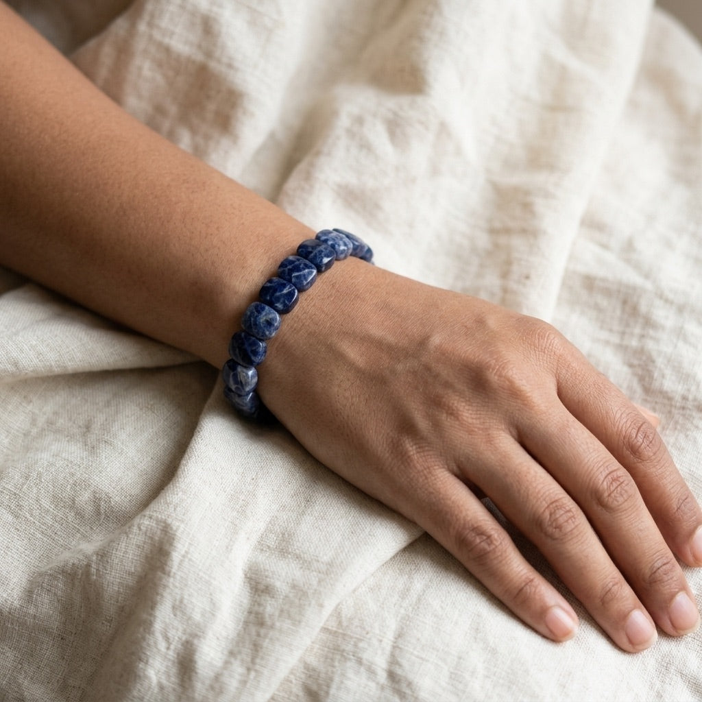 Sodalite Bracelet – Faceted Oval Beads for Focus & Communication