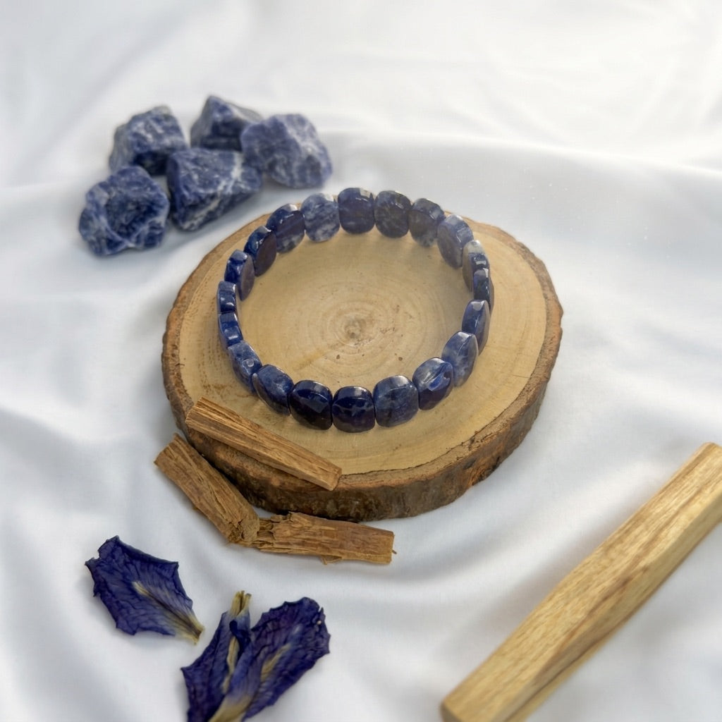 Sodalite Bracelet – Faceted Oval Beads for Focus & Communication
