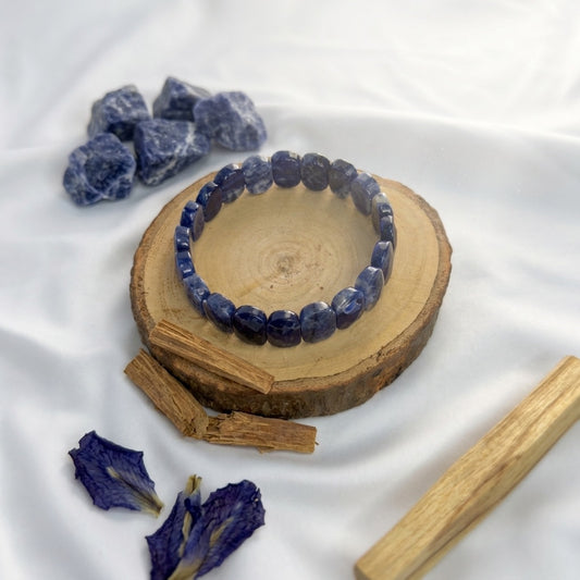 Sodalite Bracelet – Faceted Oval Beads for Focus & Communication