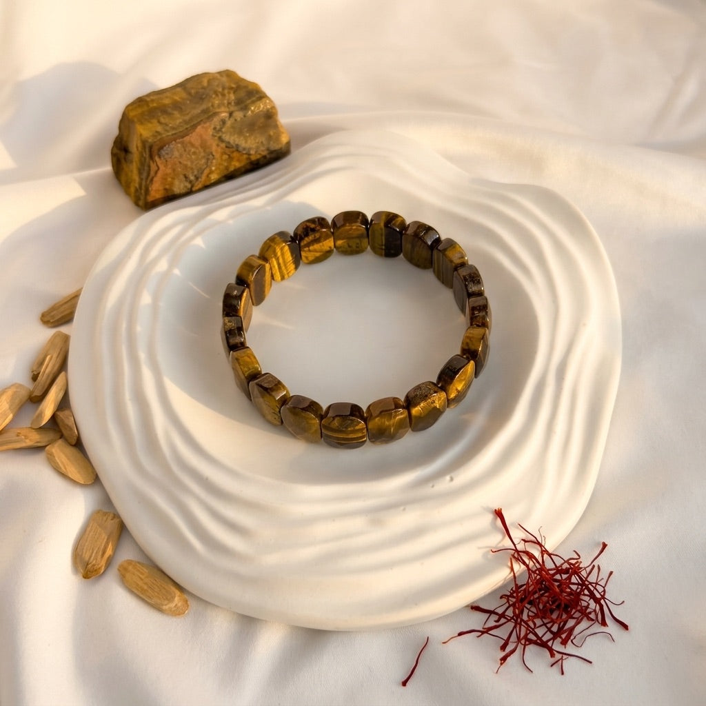 Tiger's Eye Bracelet – Faceted Oval Beads for Courage & Success