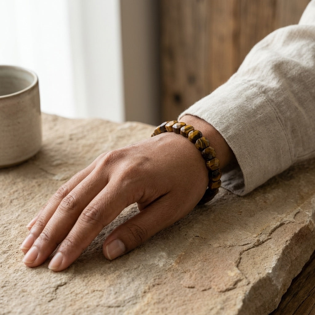 Tiger's Eye Bracelet – Faceted Oval Beads for Courage & Success