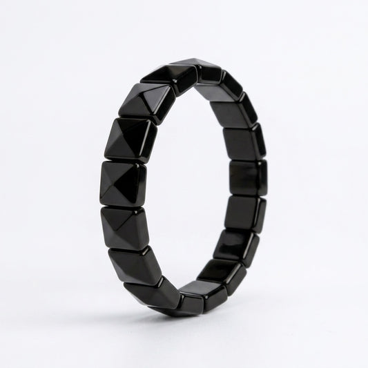 Black Obsidian Bracelet – Faceted Square Beads (12mm) for Protection