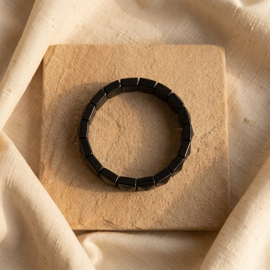 Black Obsidian Bracelet – Faceted Square Beads (12mm) for Protection