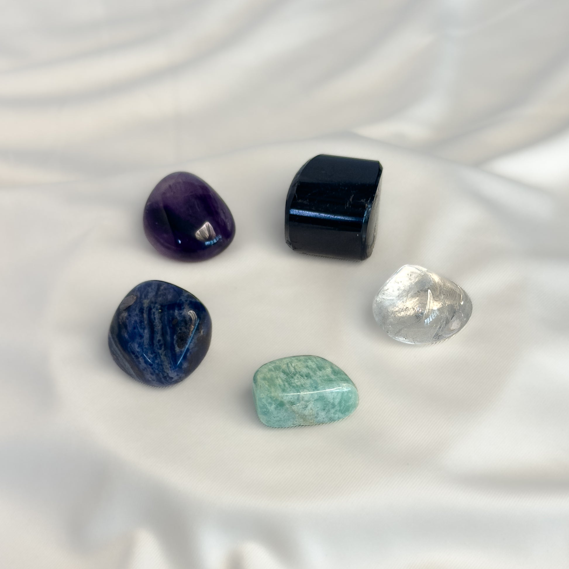 Aquarius Zodiac Crystal Kit – Polished Tumble Stones for Intuition & Innovation