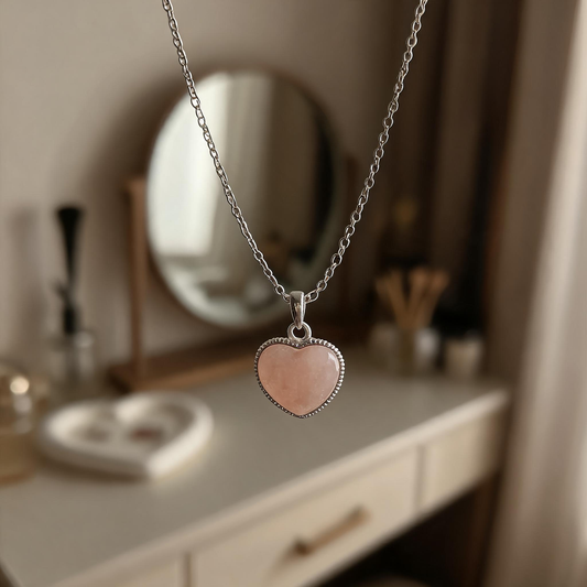 Rose Quartz Heart Pendant – Crystal Locket for Love