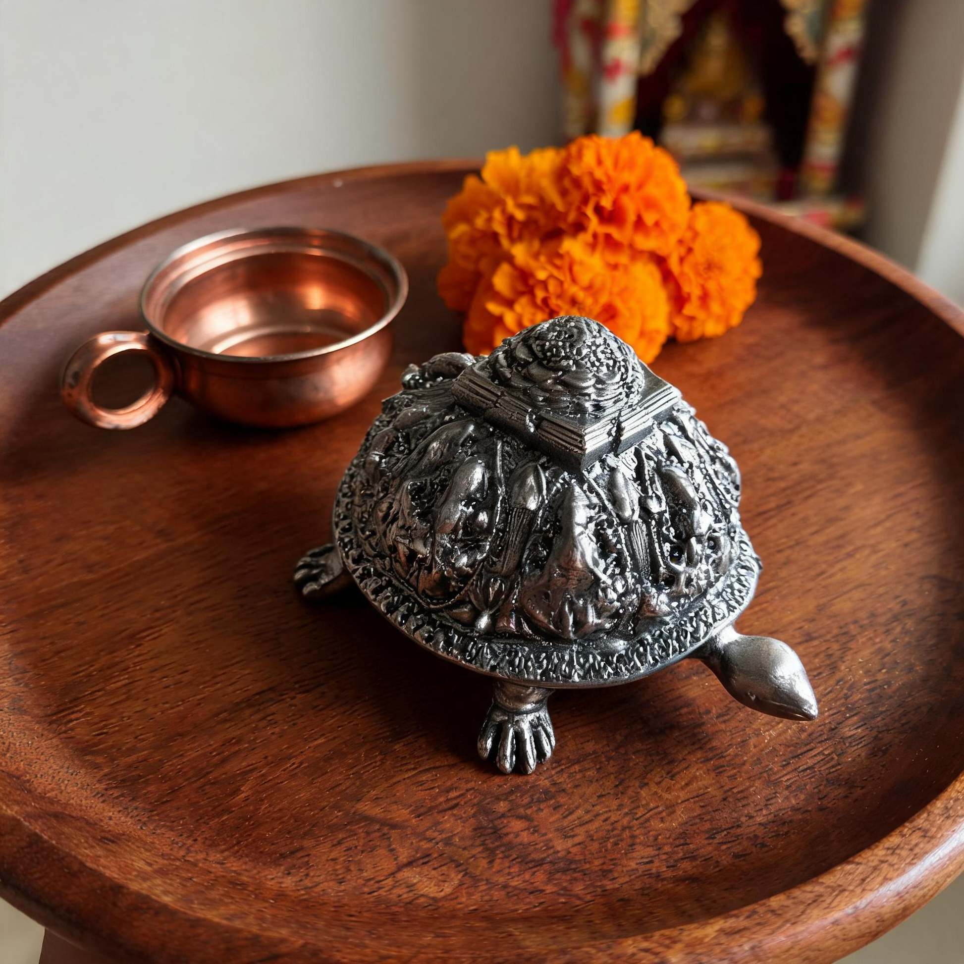 Oxidised Silver Tortoise Figurine – Vastu Decor