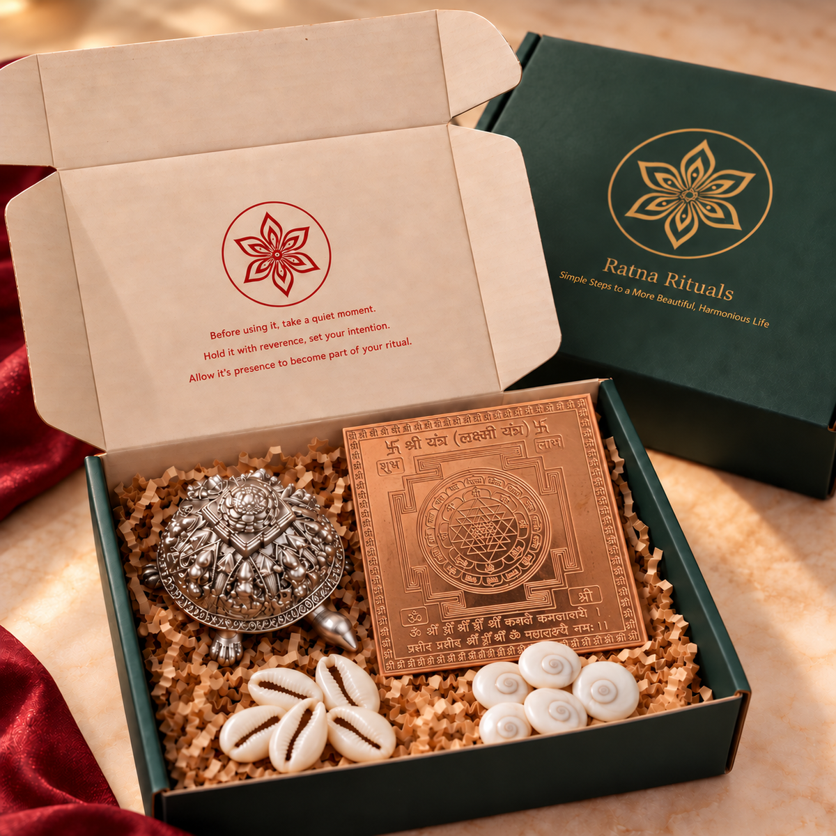 Dhanteras Wealth Kit with Oxidised Silver Tortoise and 4x4 Laminated Copper Yantra