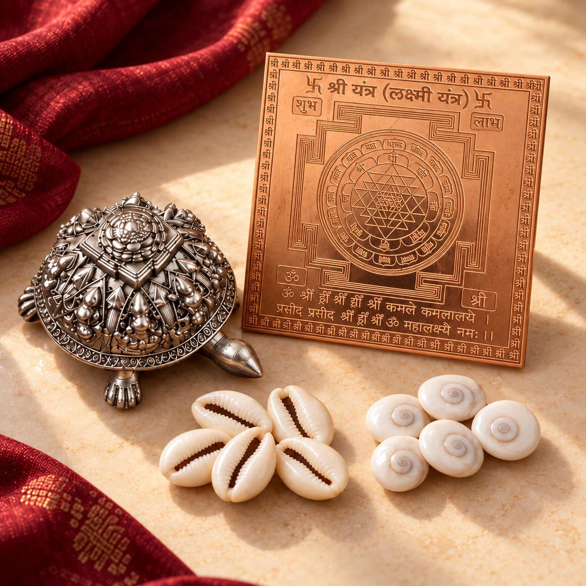 Dhanteras Wealth Kit with Oxidised Silver Tortoise and 4x4 Laminated Copper Yantra