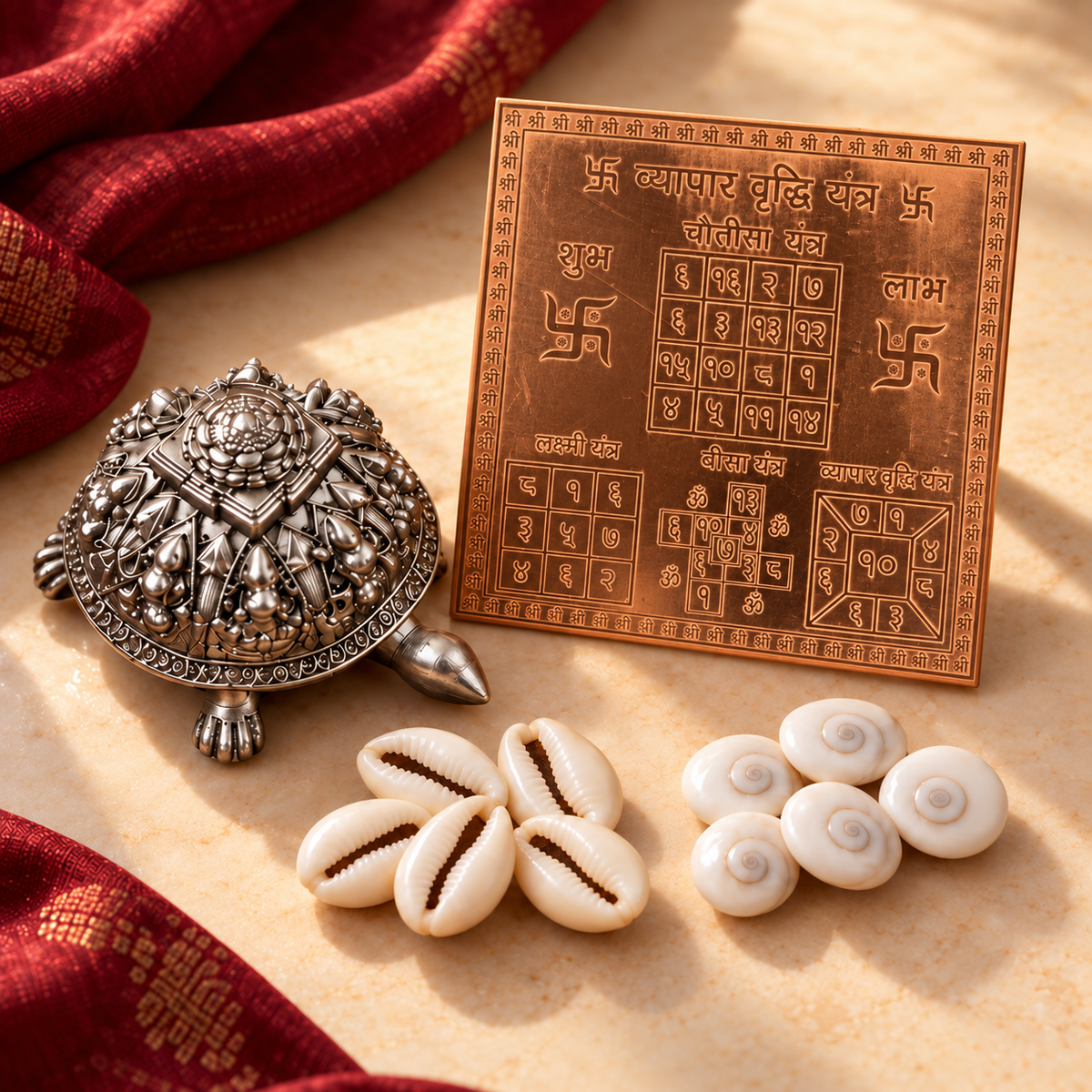 Dhanteras Wealth Kit with Oxidised Silver Tortoise and 4x4 Laminated Copper Yantra