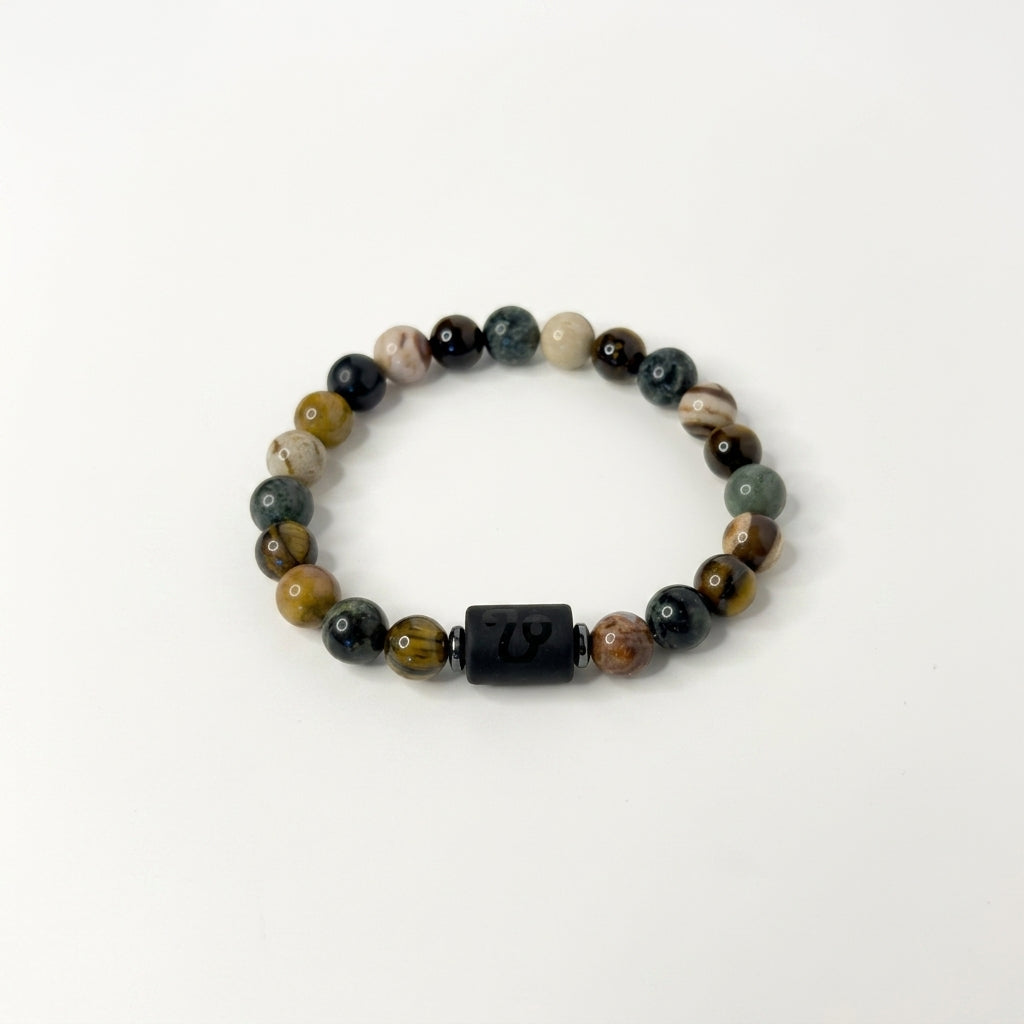 Leo Zodiac Bracelet – Black Obsidian with Leo Charm