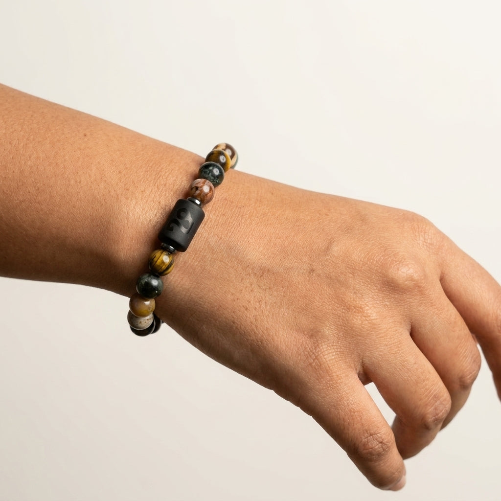 Leo Zodiac Bracelet – Black Obsidian with Leo Charm