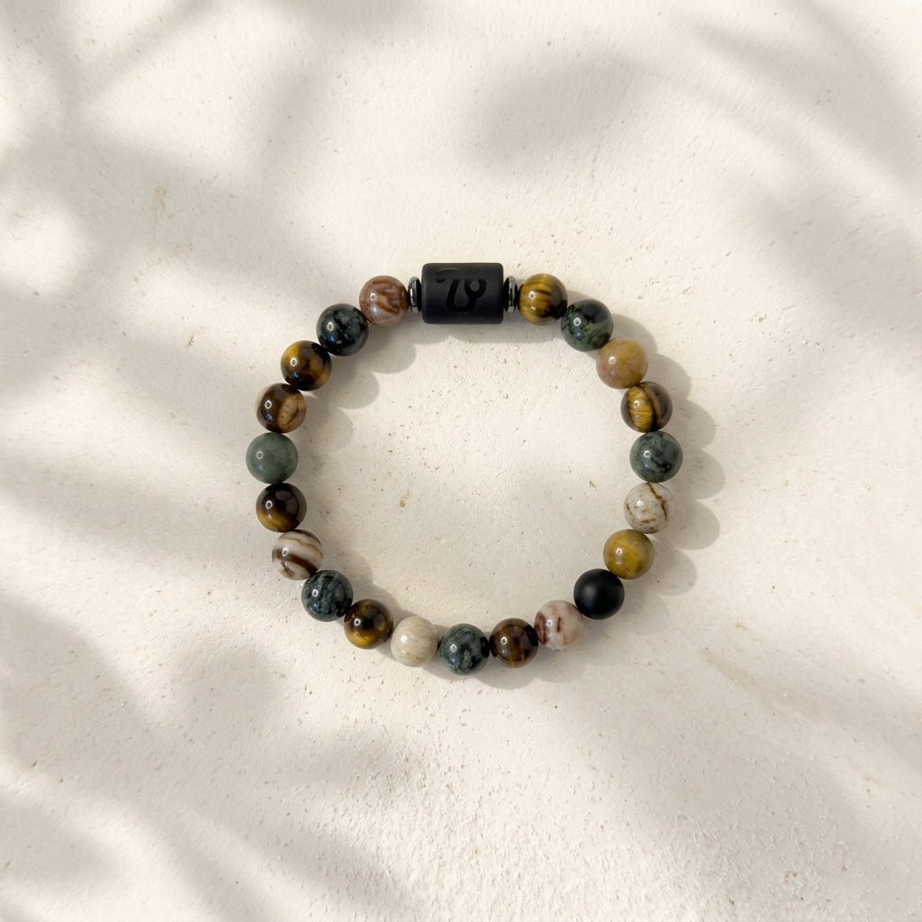 Leo Zodiac Bracelet – Black Obsidian with Leo Charm