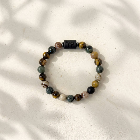 Leo Zodiac Bracelet – Black Obsidian with Leo Charm
