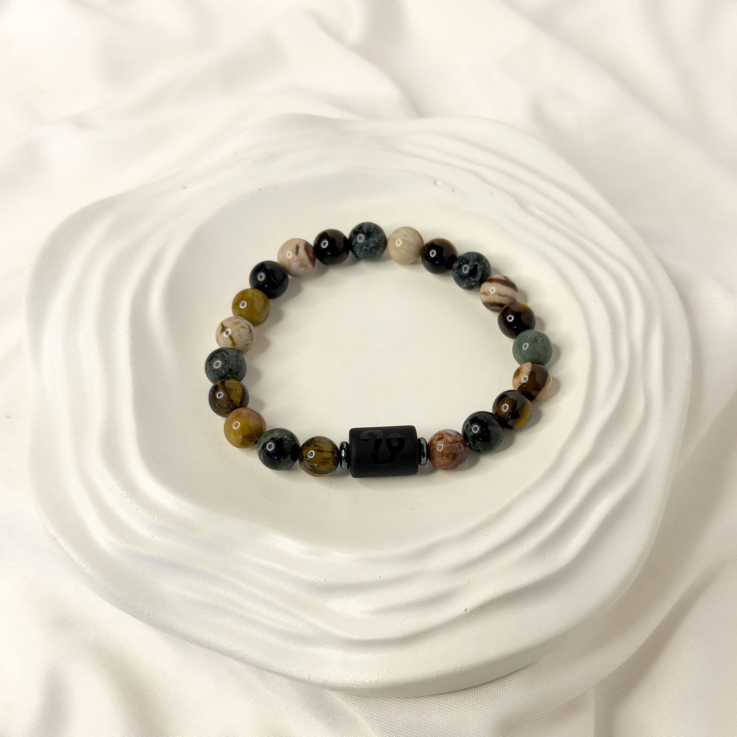 Leo Zodiac Bracelet – Black Obsidian with Leo Charm