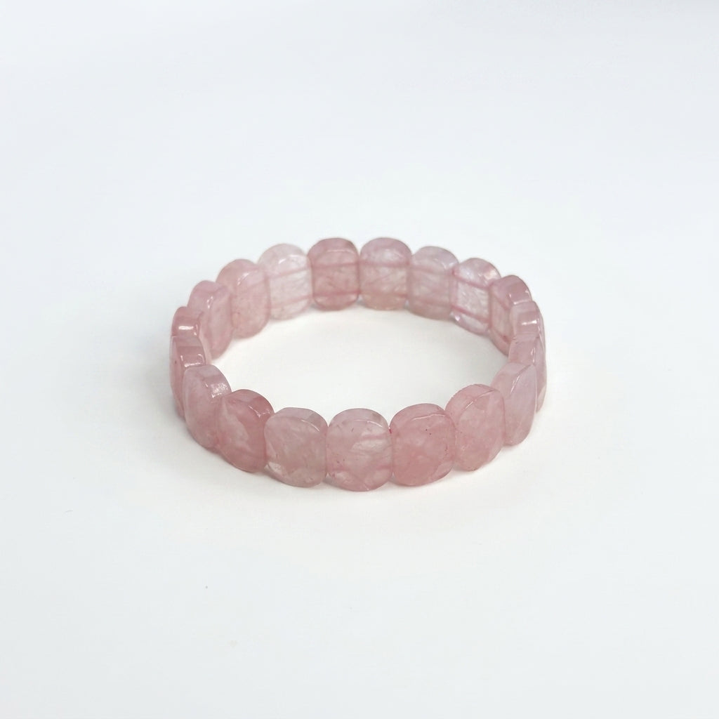 Rose Quartz Bracelet – Faceted Oval Beads for Love