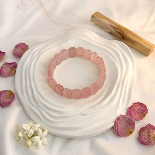 Rose Quartz Bracelet – Faceted Oval Beads for Love