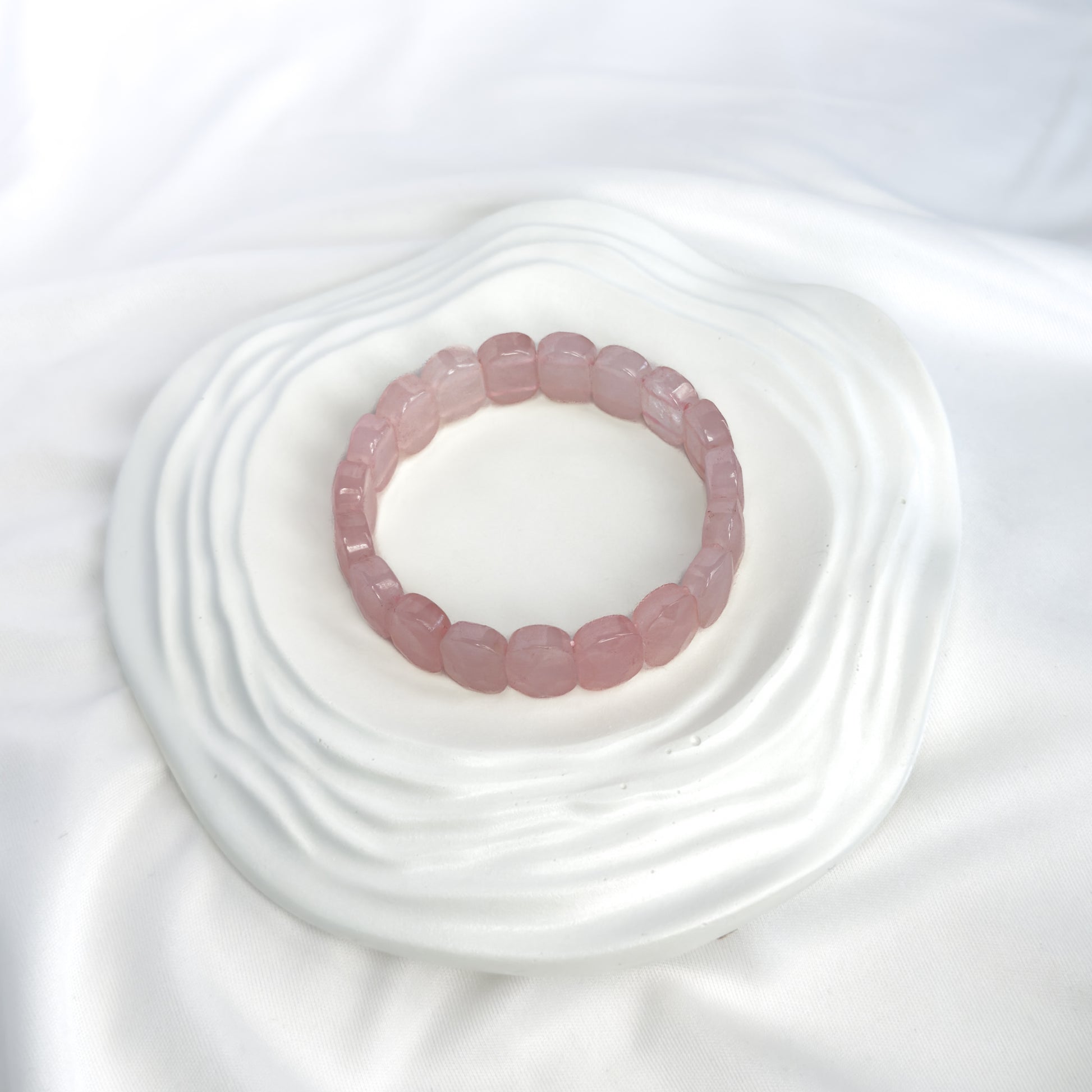 Rose Quartz Bracelet – Faceted Oval Beads for Love