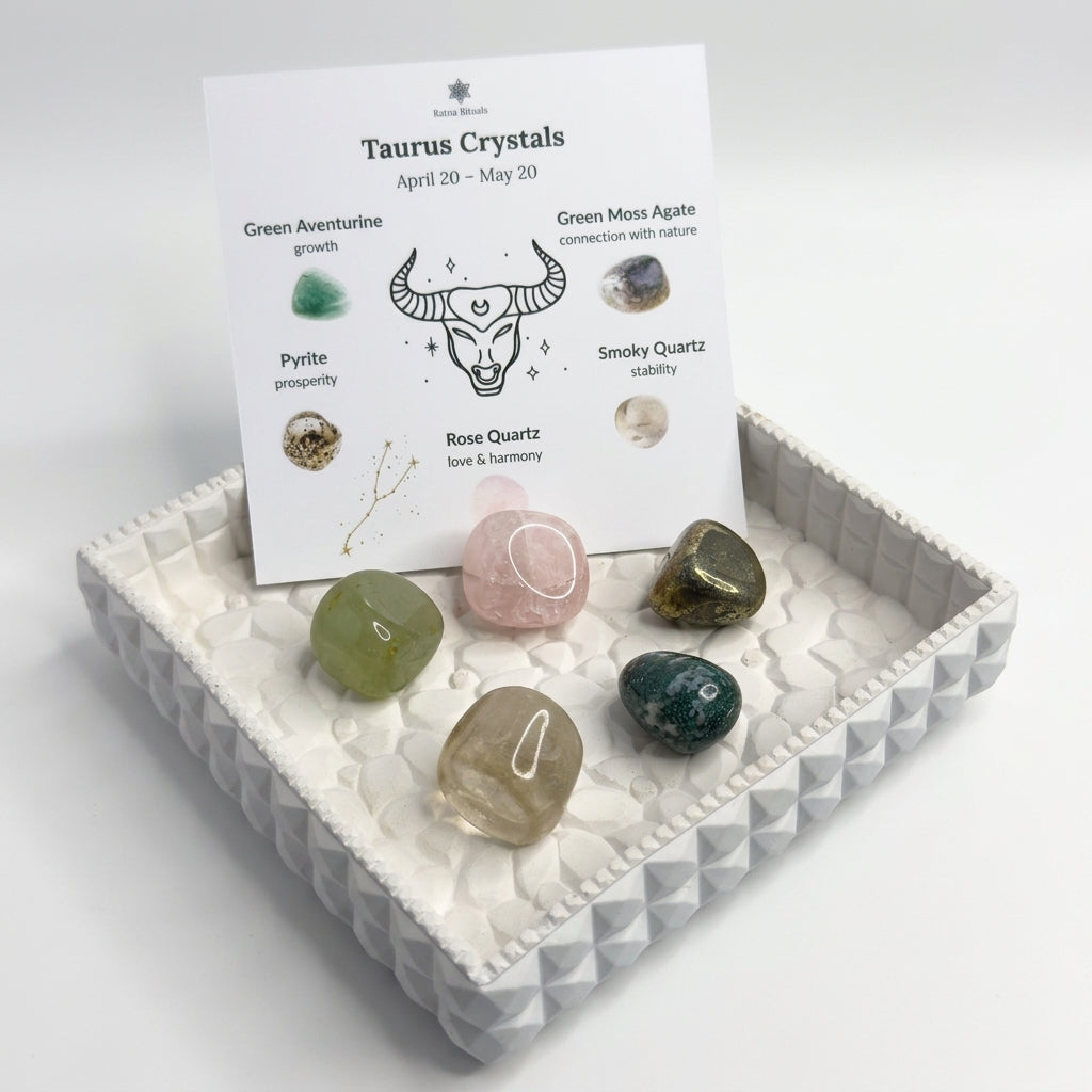 Taurus Zodiac Crystal Kit – Polished Tumble Stones for Stability & Abundance