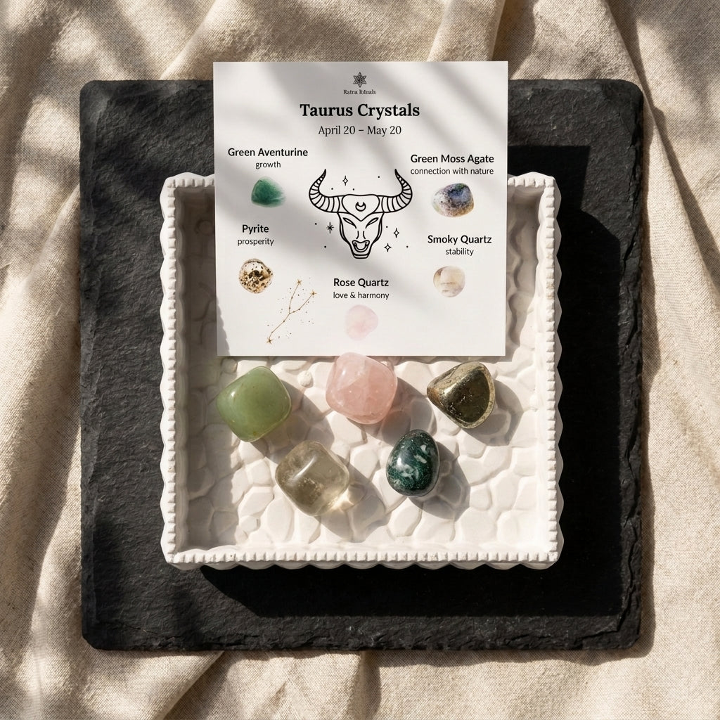 Taurus Zodiac Crystal Kit – Polished Tumble Stones for Stability & Abundance