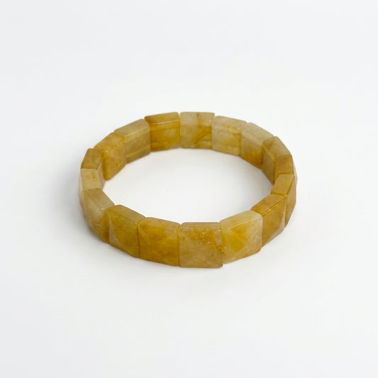 Yellow Jade Bracelet – Faceted Square Beads (12mm)