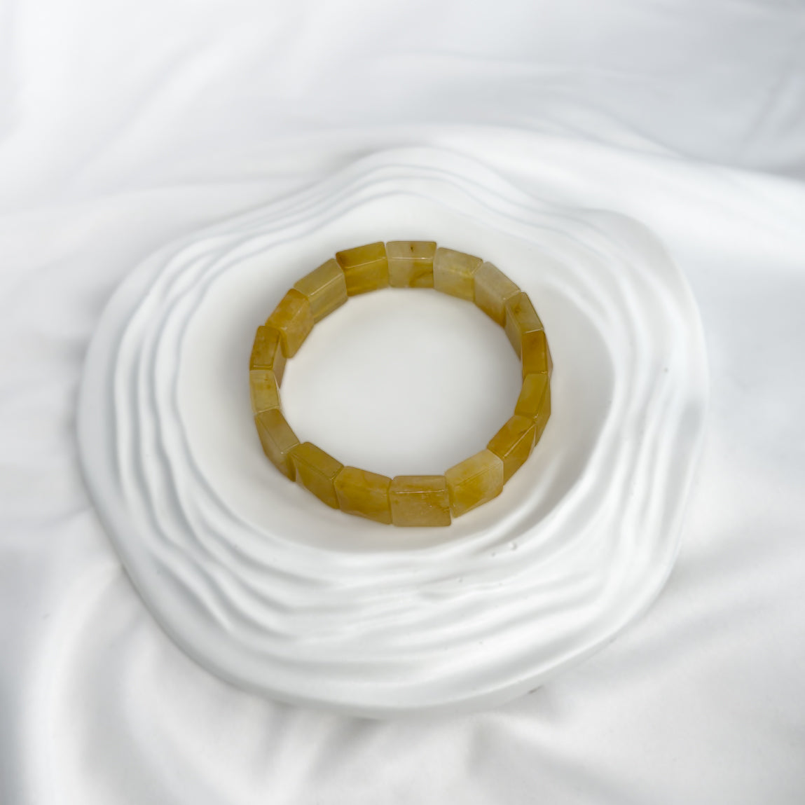Yellow Jade Bracelet – Faceted Square Beads (12mm)