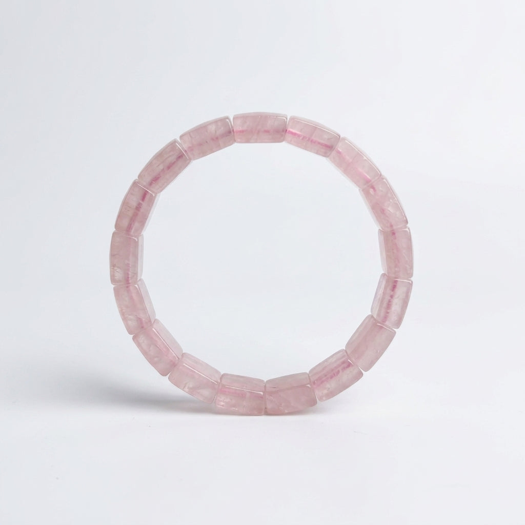 Rose Quartz Bracelet – Faceted Square Beads (12mm)